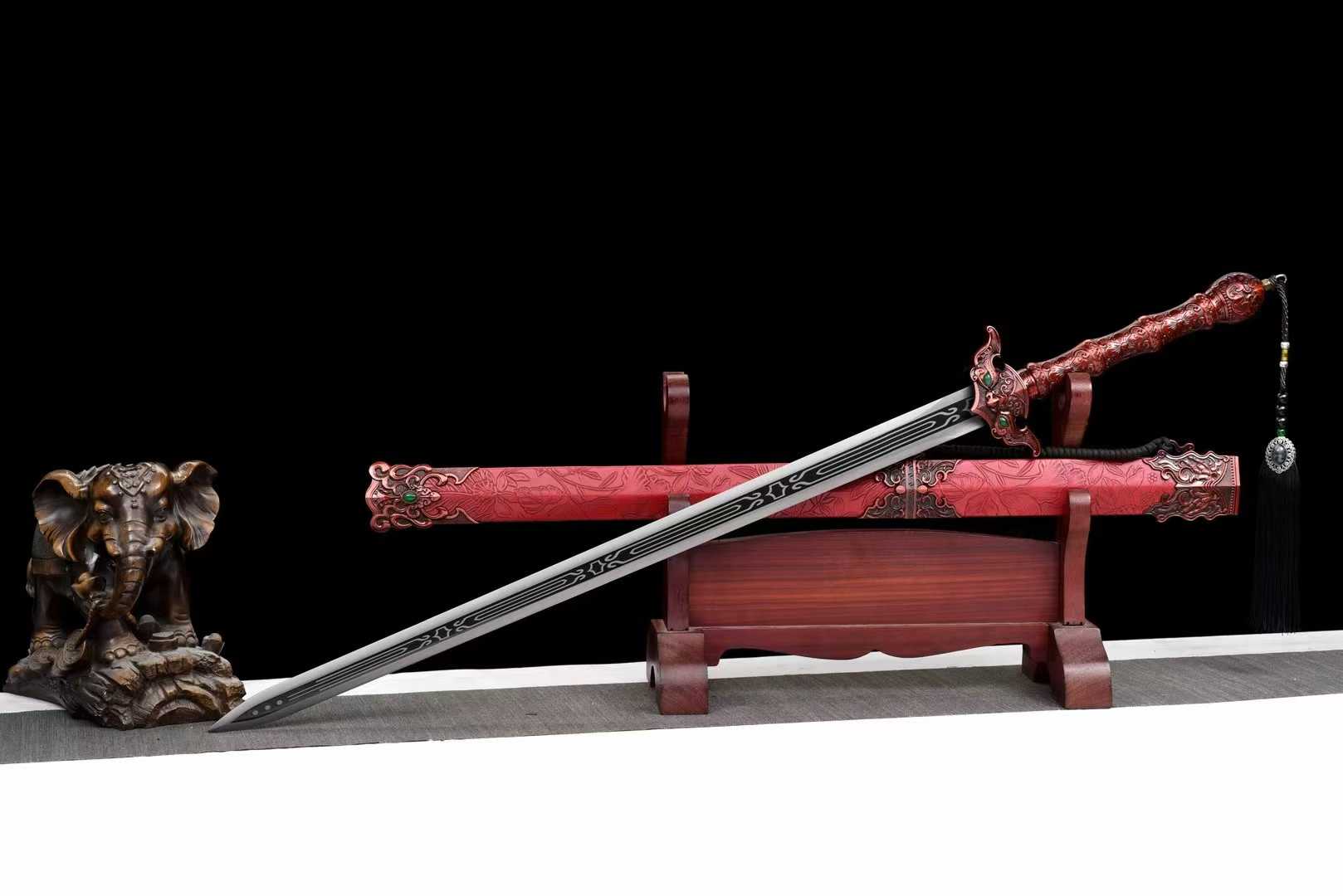 Kiếm Ỷ Thiên – Thép Cao Mangan Hiện Đại, Thiết Kế Độc Quyền, Vỏ Gỗ Bọc Da Cao Cấp